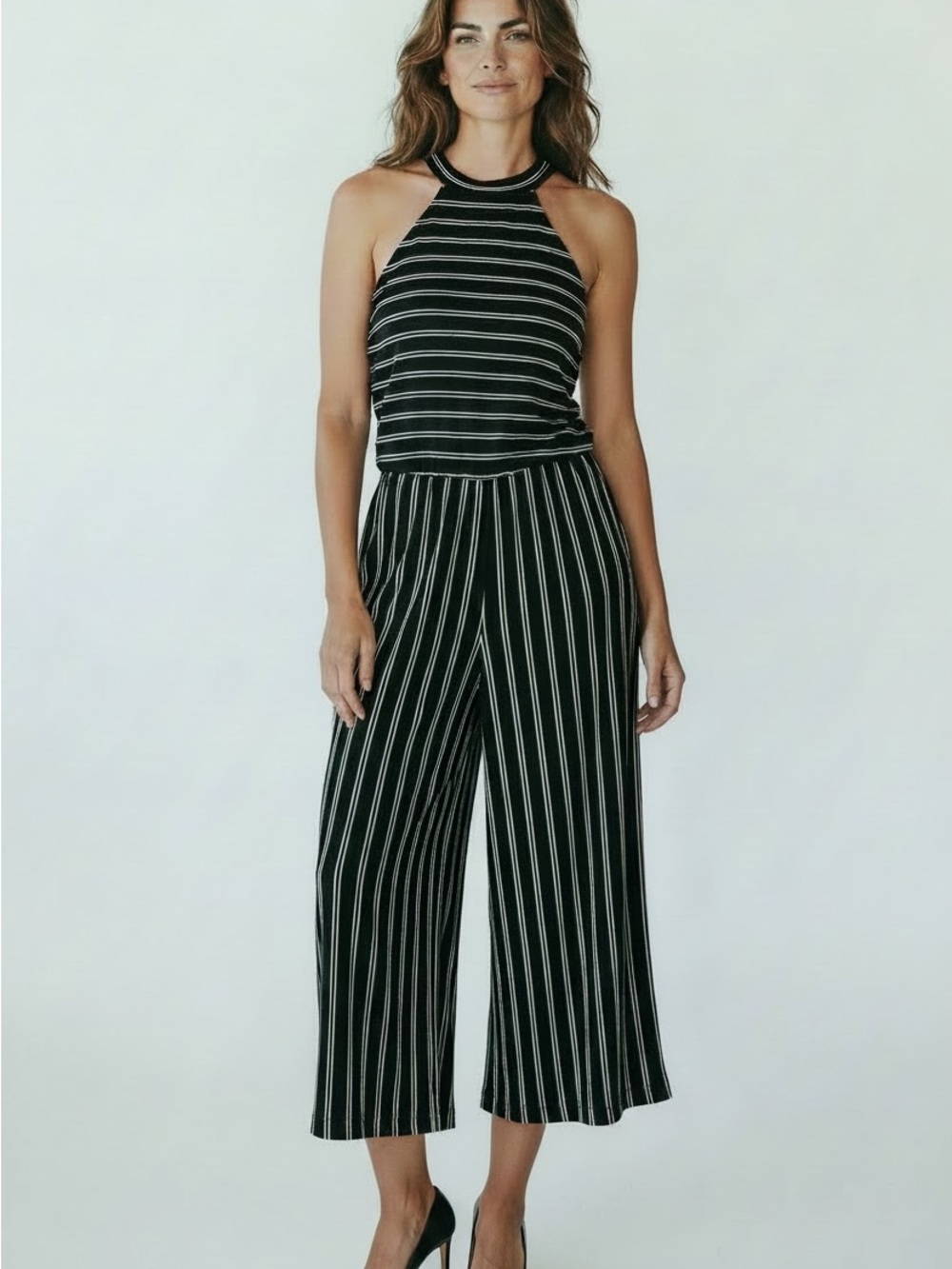 Rolla Coster Black & White Striped Wide-Leg Jumpsuit